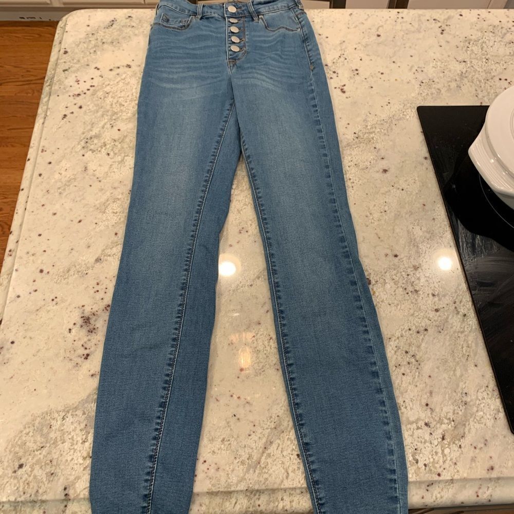Bullhead High Rise Button Fly Skinny Jeans sz 23